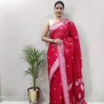 Regal - Woven Bollywood Cotton Linen, Cotton Jute Saree - Red