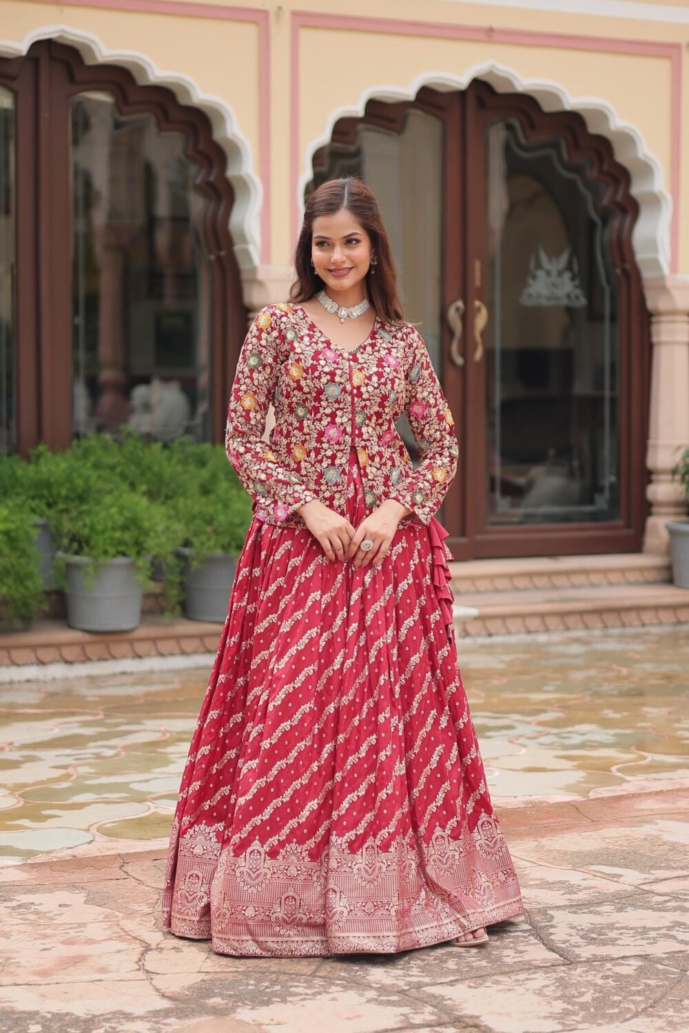 Regal Stylish Maroon - Grace in Tradition: A Modern Twist on Ethnic Elegance