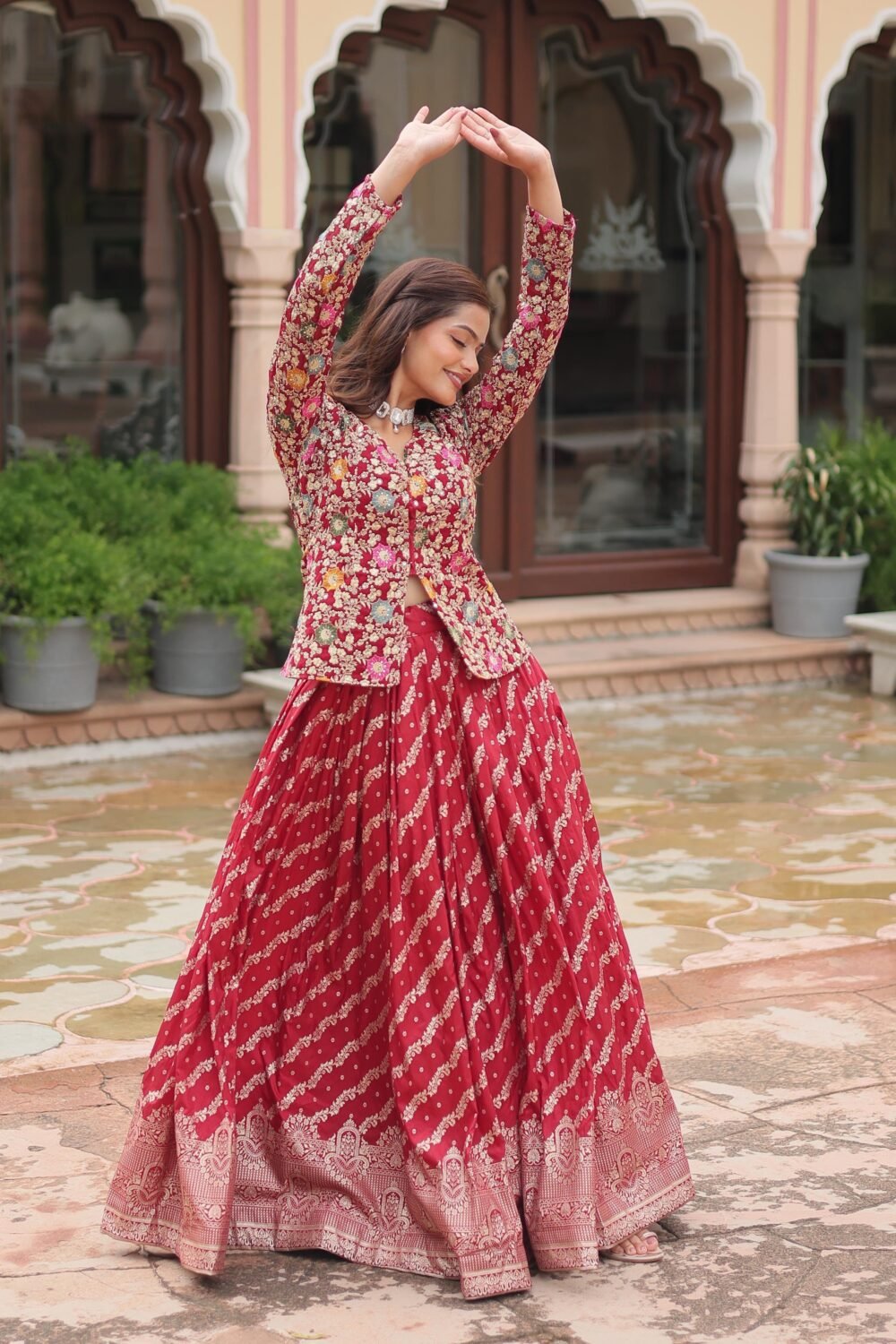 Regal Stylish Maroon - Grace in Tradition: A Modern Twist on Ethnic Elegance - Image 4