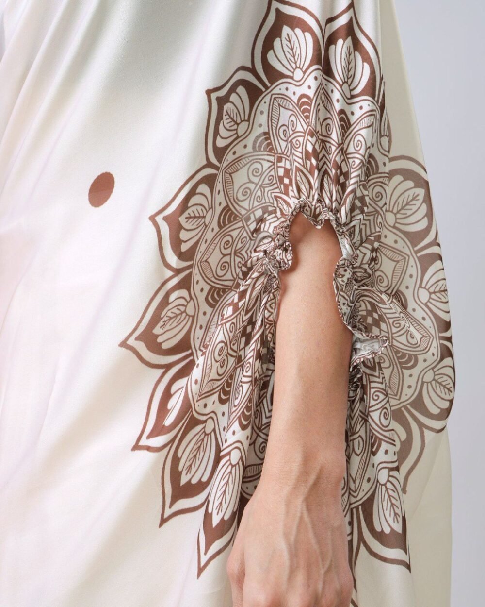 Beyond Beauty: The Hands-Free Mandala Innovation in Satin Georgette With Cream Color - Image 5