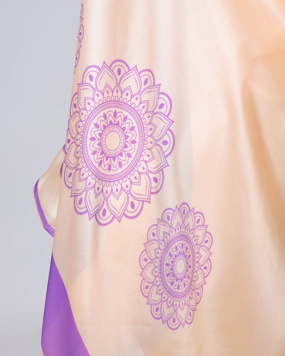 Beyond Beauty: The Hands-Free Mandala Innovation in Satin Georgette With Peach Color - Image 5