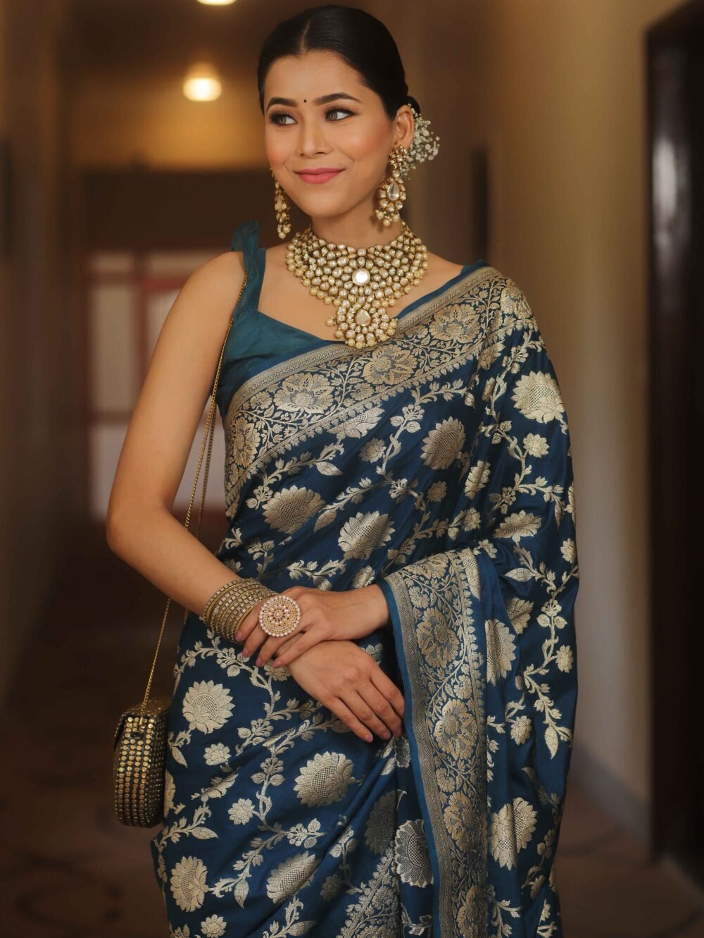 Regal - Firozi Color Sreee With Blouse || Saree For Women || Trending Saree For Women || Bollywood Stylish Fancy Party Wear Wedding Festive Bridal Sari || Banarasi saree || Kanjiavaram saree || Silk saree || Pure silk saree