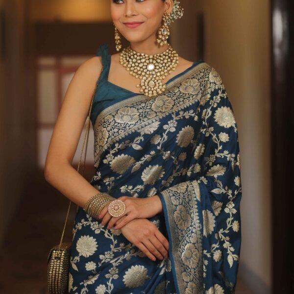 Regal - Firozi Color Sreee With Blouse || Saree For Women || Trending Saree For Women || Bollywood Stylish Fancy Party Wear Wedding Festive Bridal Sari || Banarasi saree || Kanjiavaram saree || Silk saree || Pure silk saree