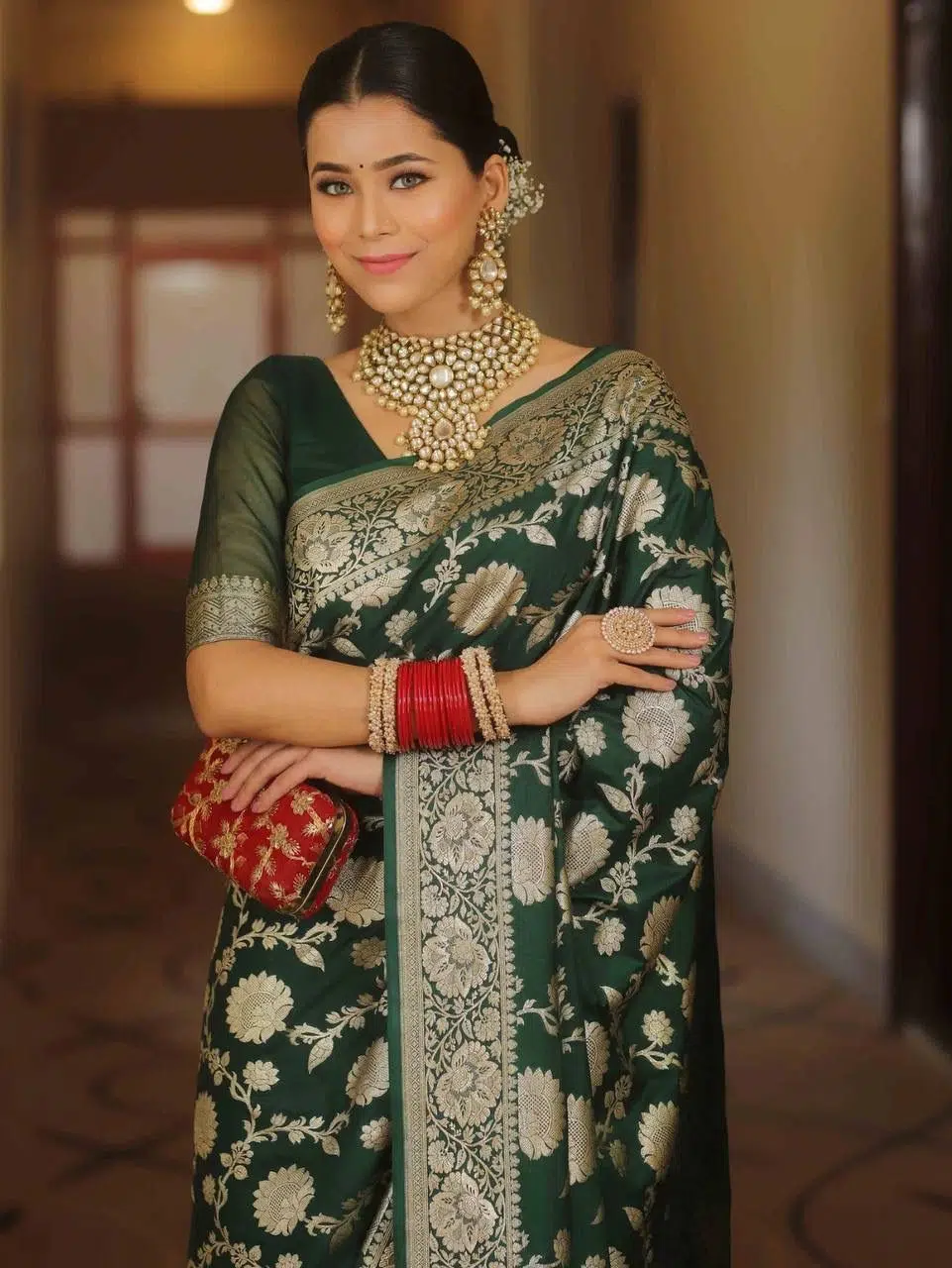 Regal - Green Color Sreee With Blouse || Saree For Women || Trending Saree For Women || Bollywood Stylish Fancy Party Wear Wedding Festive Bridal Sari || Banarasi saree || Kanjiavaram saree || Silk saree || Pure silk saree