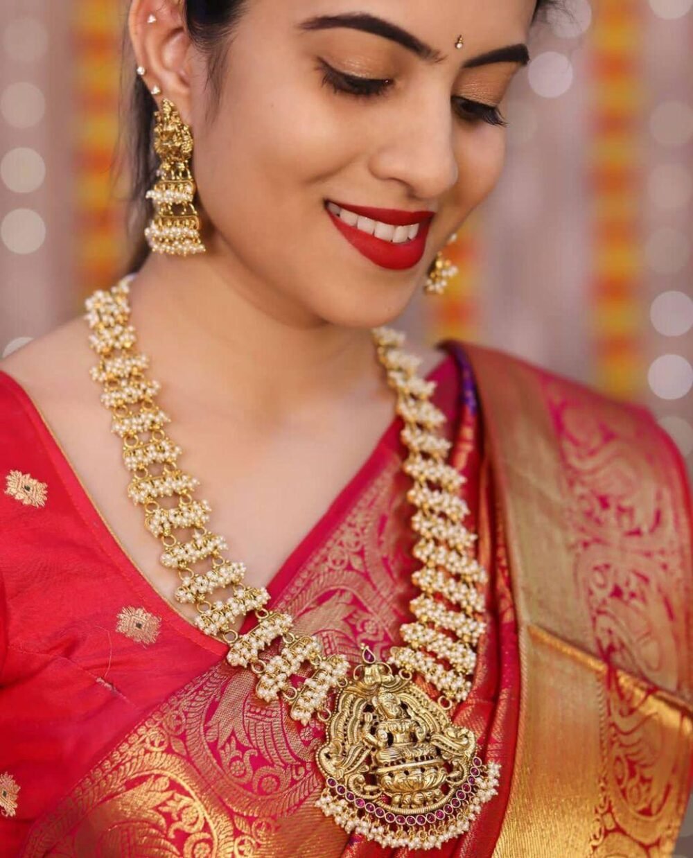 Regal - Red Color Sreee With Blouse || Saree For Women || Trending Saree For Women || Bollywood Stylish Fancy Party Wear Wedding Festive Bridal Sari || Banarasi saree || Kanjiavaram saree || Silk saree || Pure silk saree - Image 3